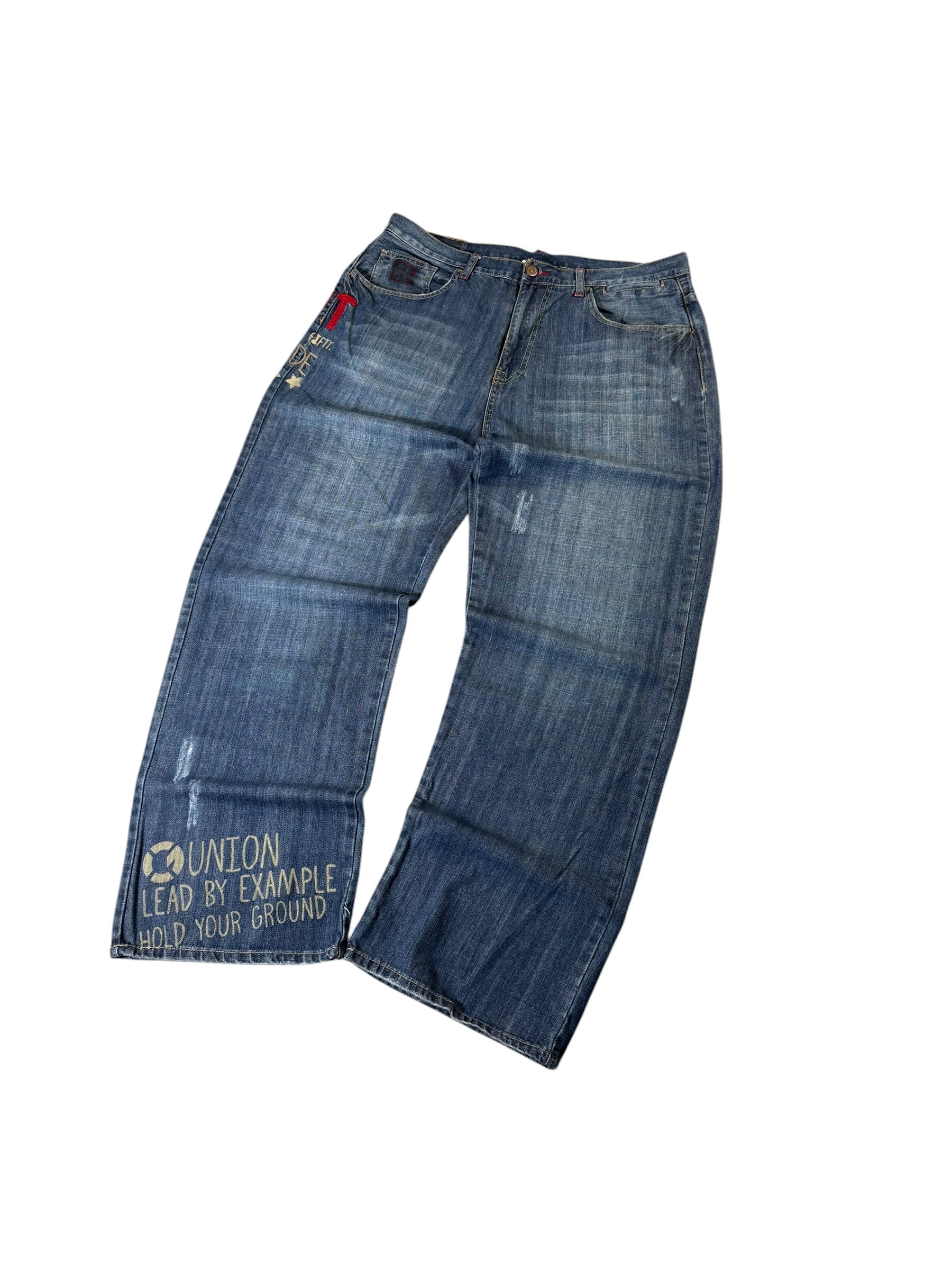 Printer Washed Baggy Jeans W38/L32
