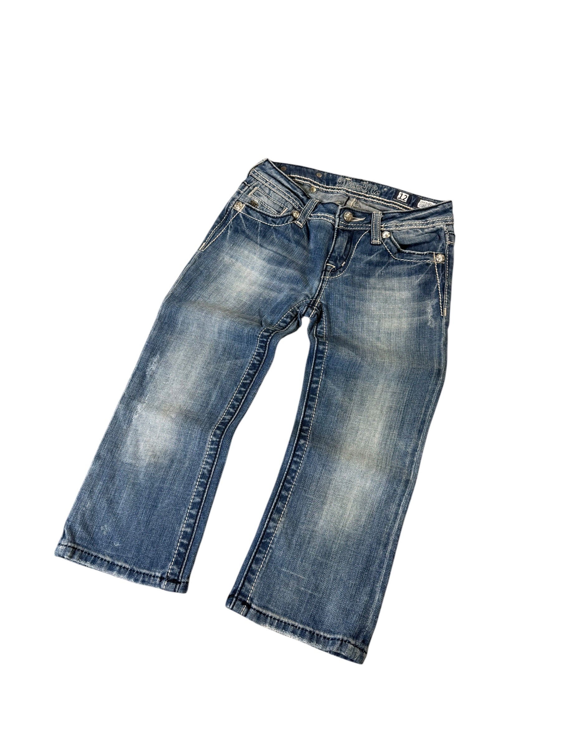 Miss Me Back Printed Y2k Capri 3/4 Jeans W24