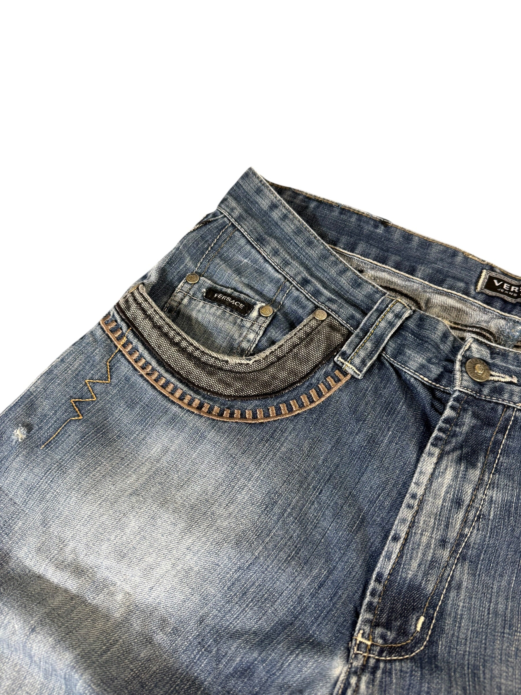 Versace Washed Straight Detailed Jeans W34/L32