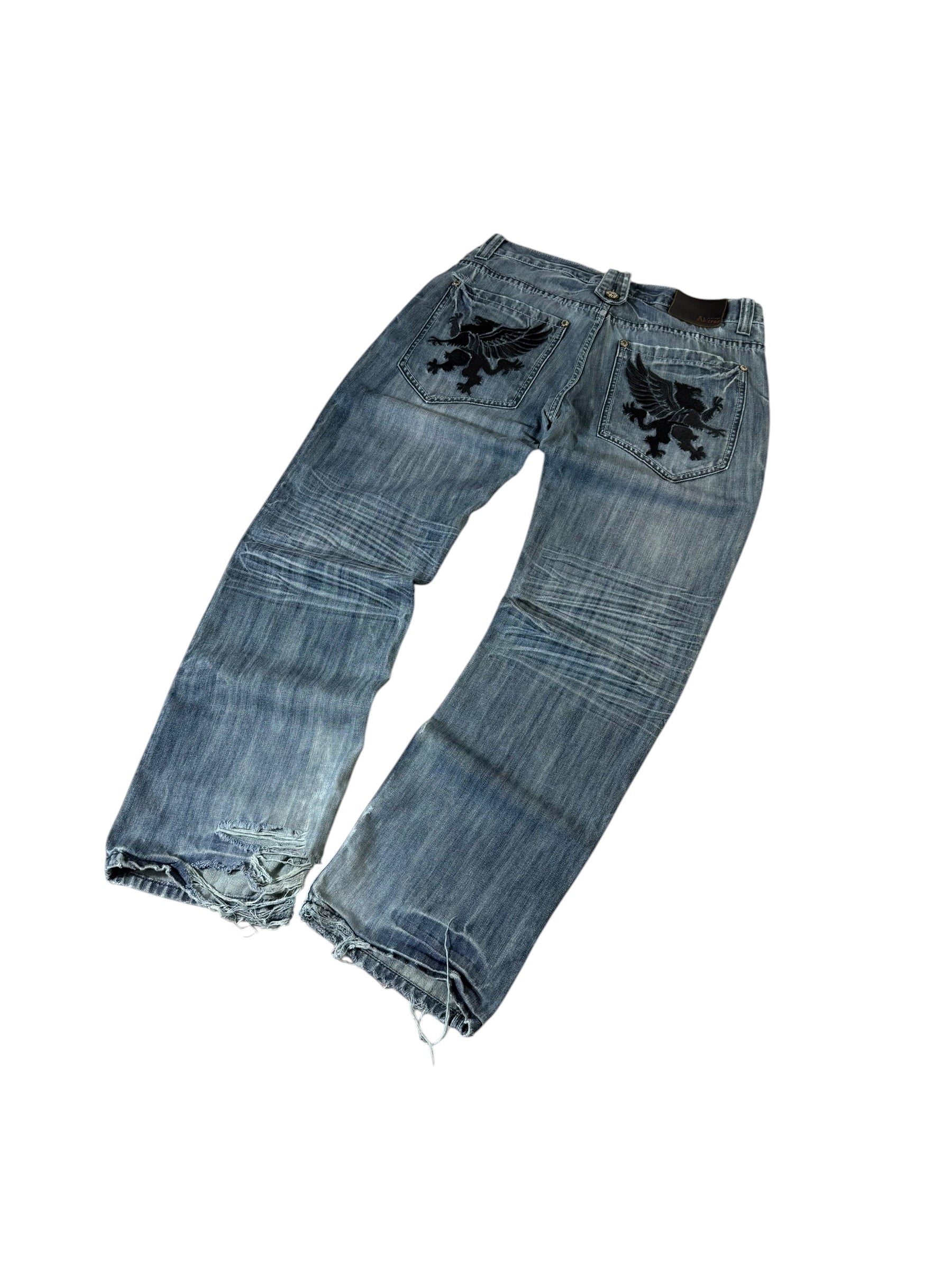 Vintage Big Printed Straight Stacked Jeans W32/L32