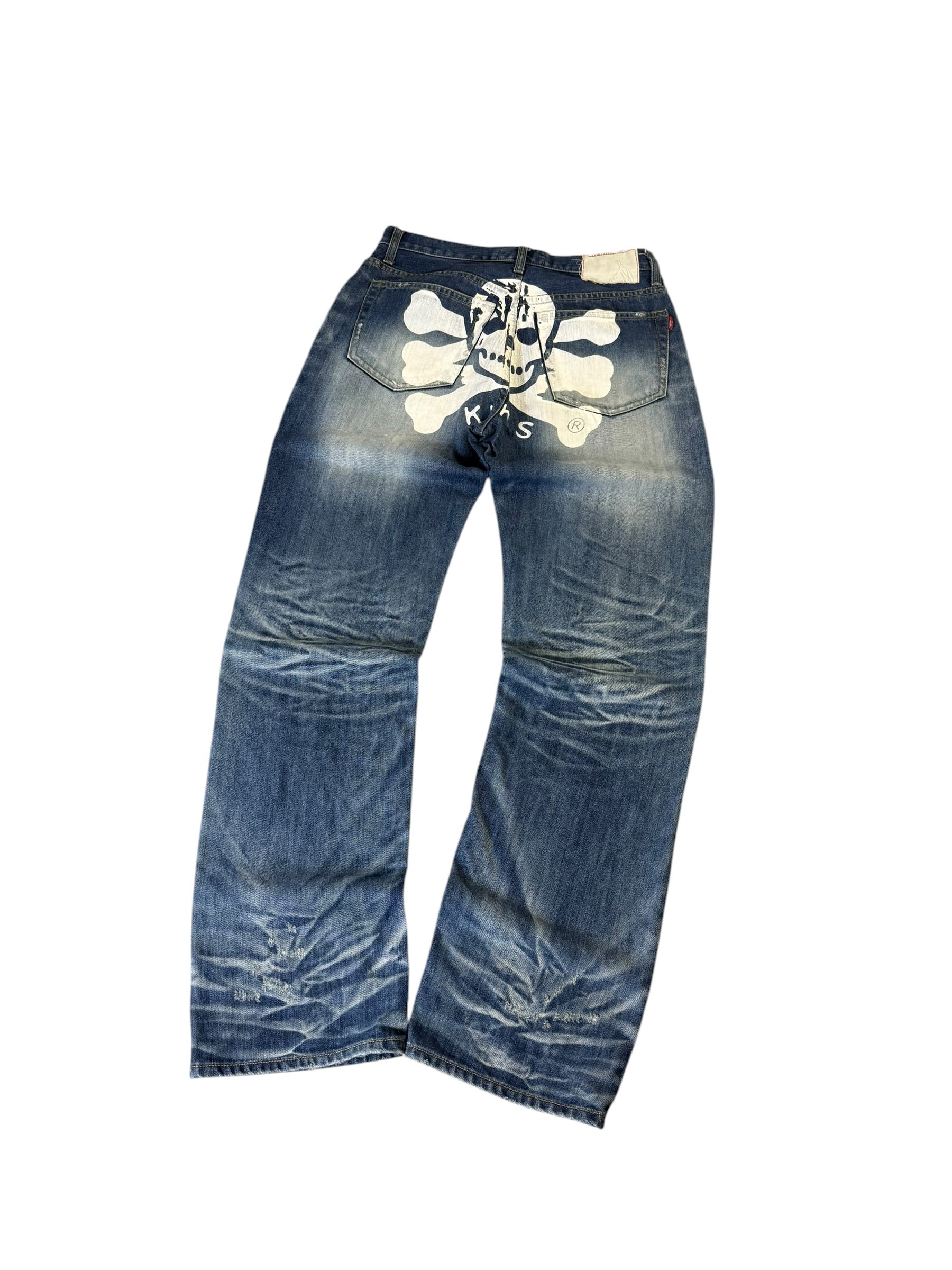 Big Printed Straight Washed Jeans W30/L32