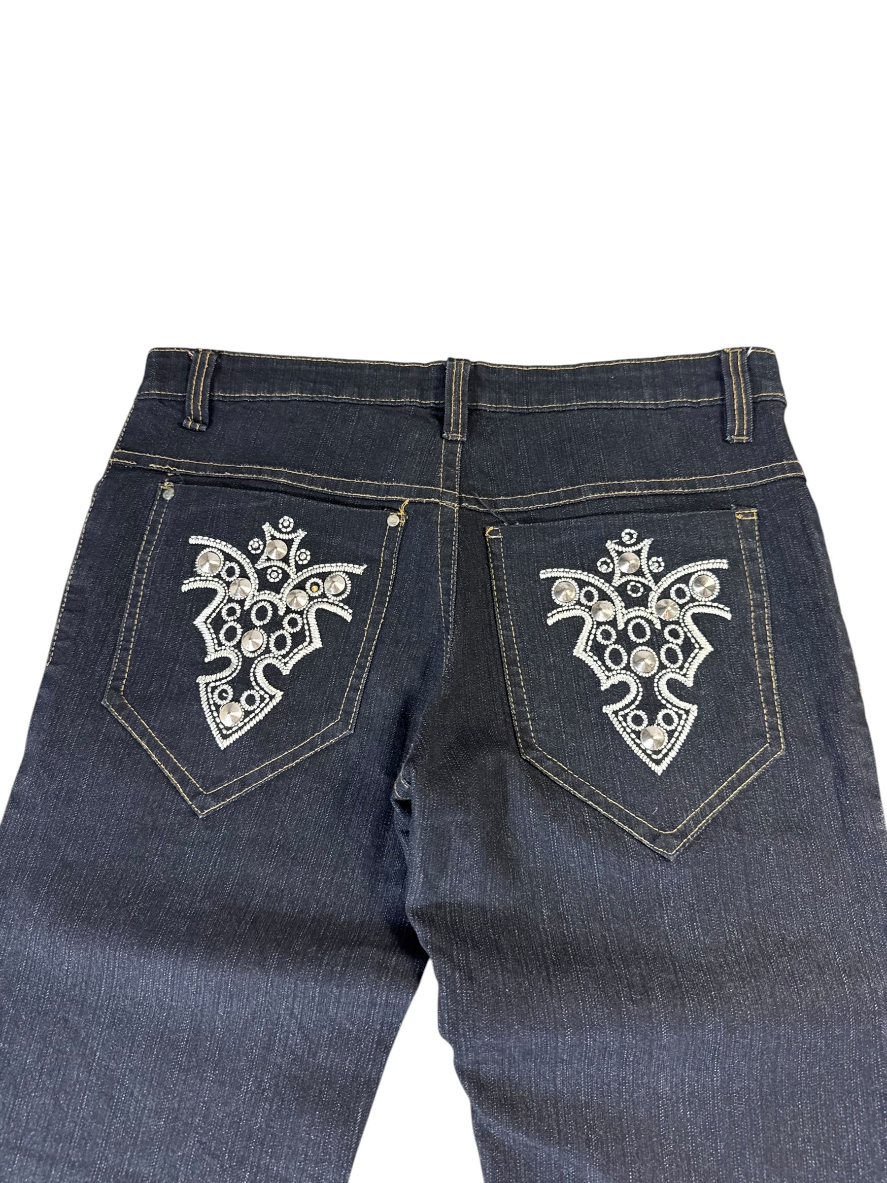 Vintage Flared Y2k Big Print Jeans W30/L34