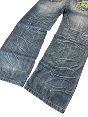 Vintage Washed Big Printed Baggy Japanese Jeans W30/L32