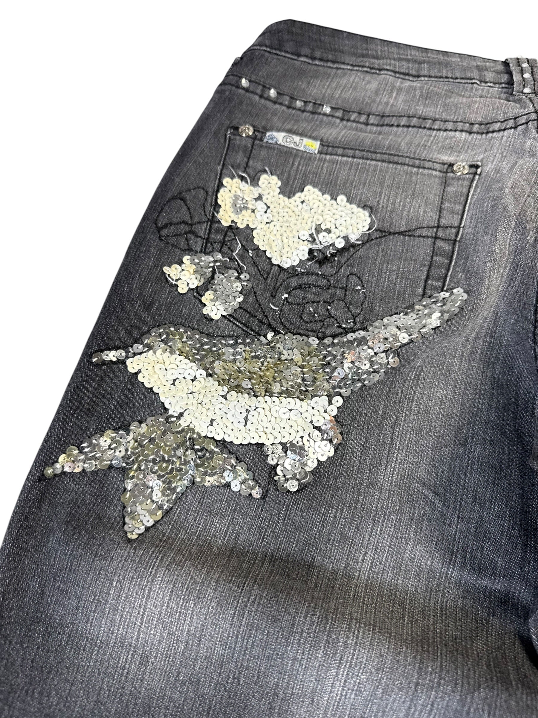 Vintage Big Printed Y2k Flared Jeans W28/L32