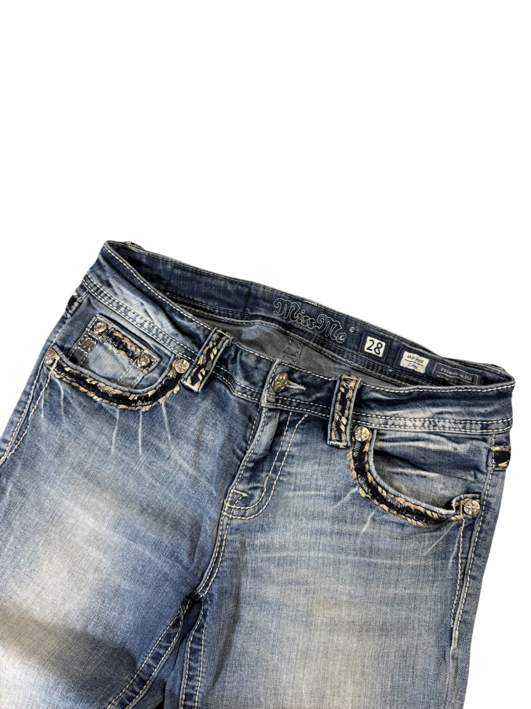 Miss Me Back Printed Y2K Capri 3/4 Jeans W29