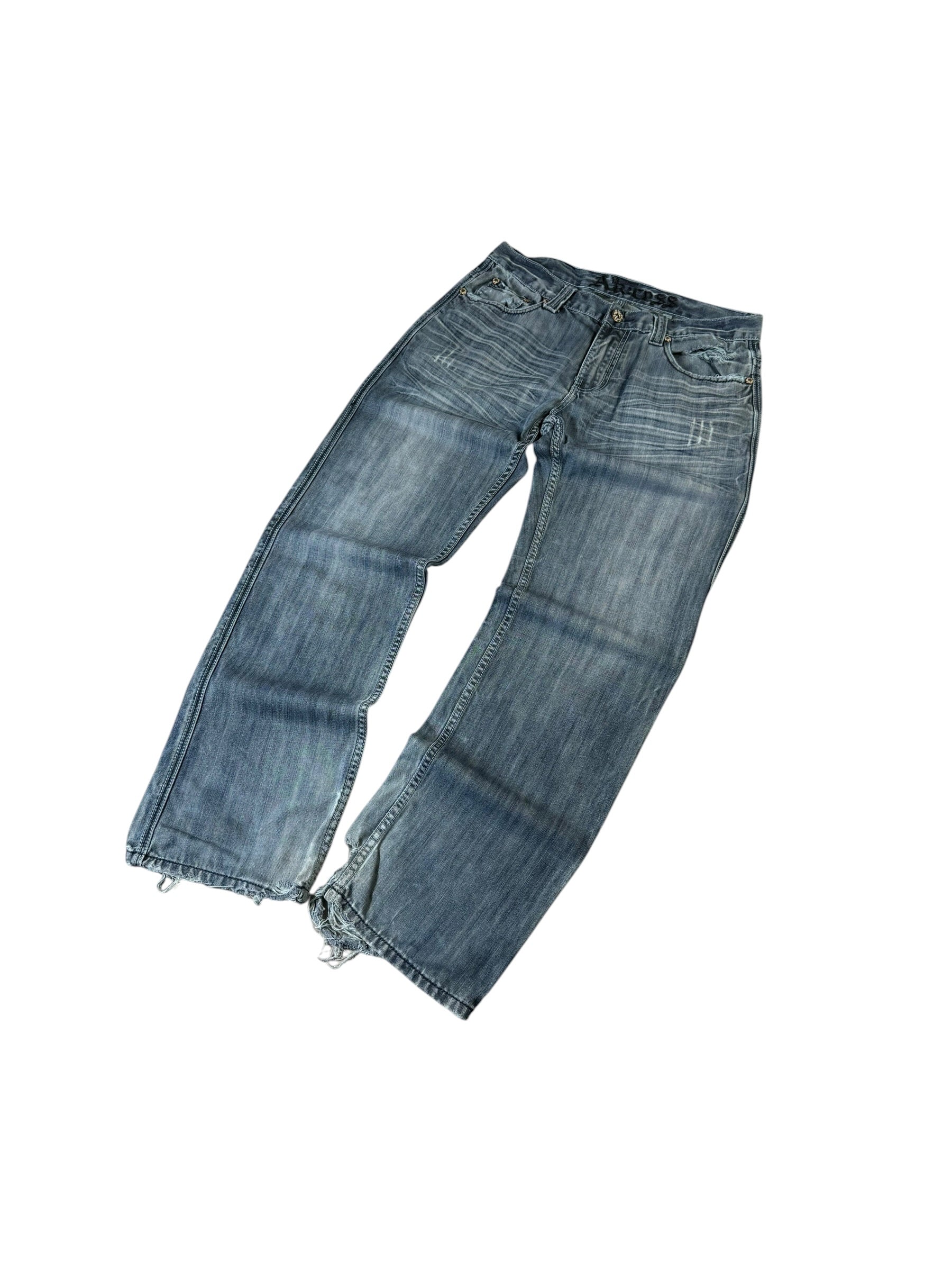 Vintage Big Printed Straight Stacked Jeans W32/L32