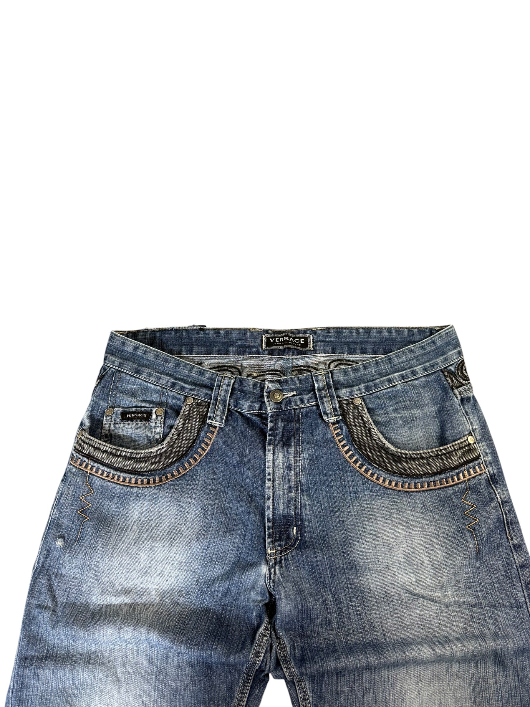 Versace Washed Straight Detailed Jeans W34/L32