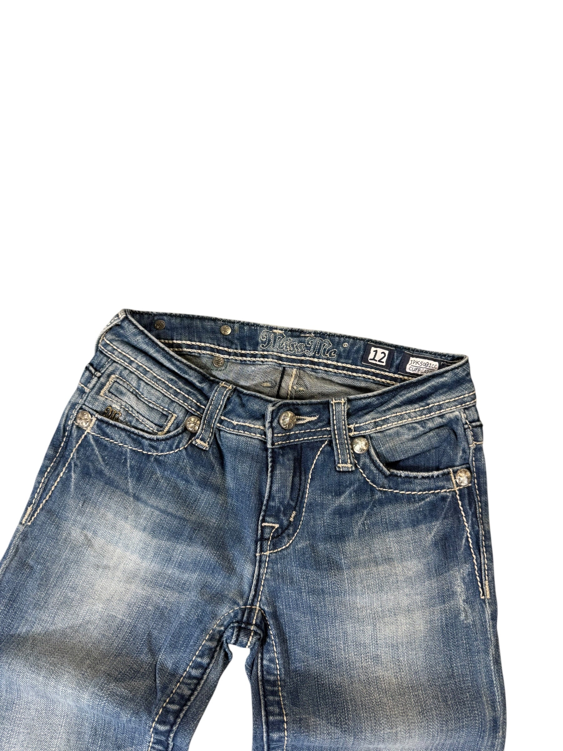 Miss Me Back Printed Y2k Capri 3/4 Jeans W24