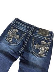 Miss Me Back Printed Y2k Capri 3/4 Jeans W27