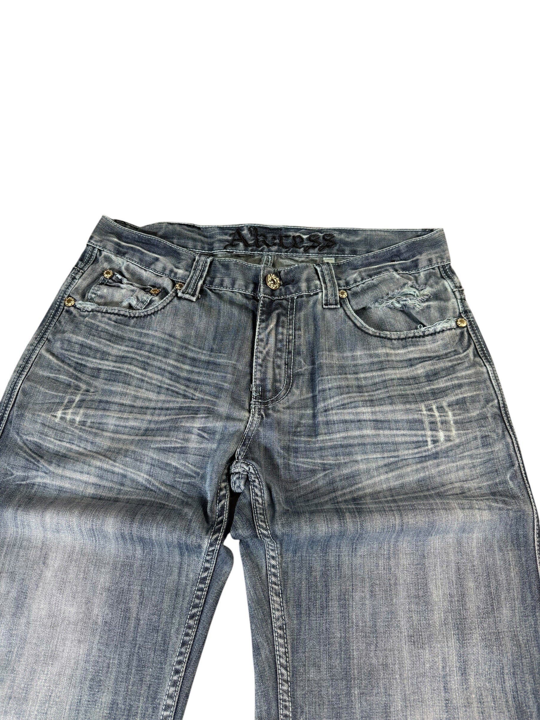 Vintage Big Printed Straight Stacked Jeans W32/L32