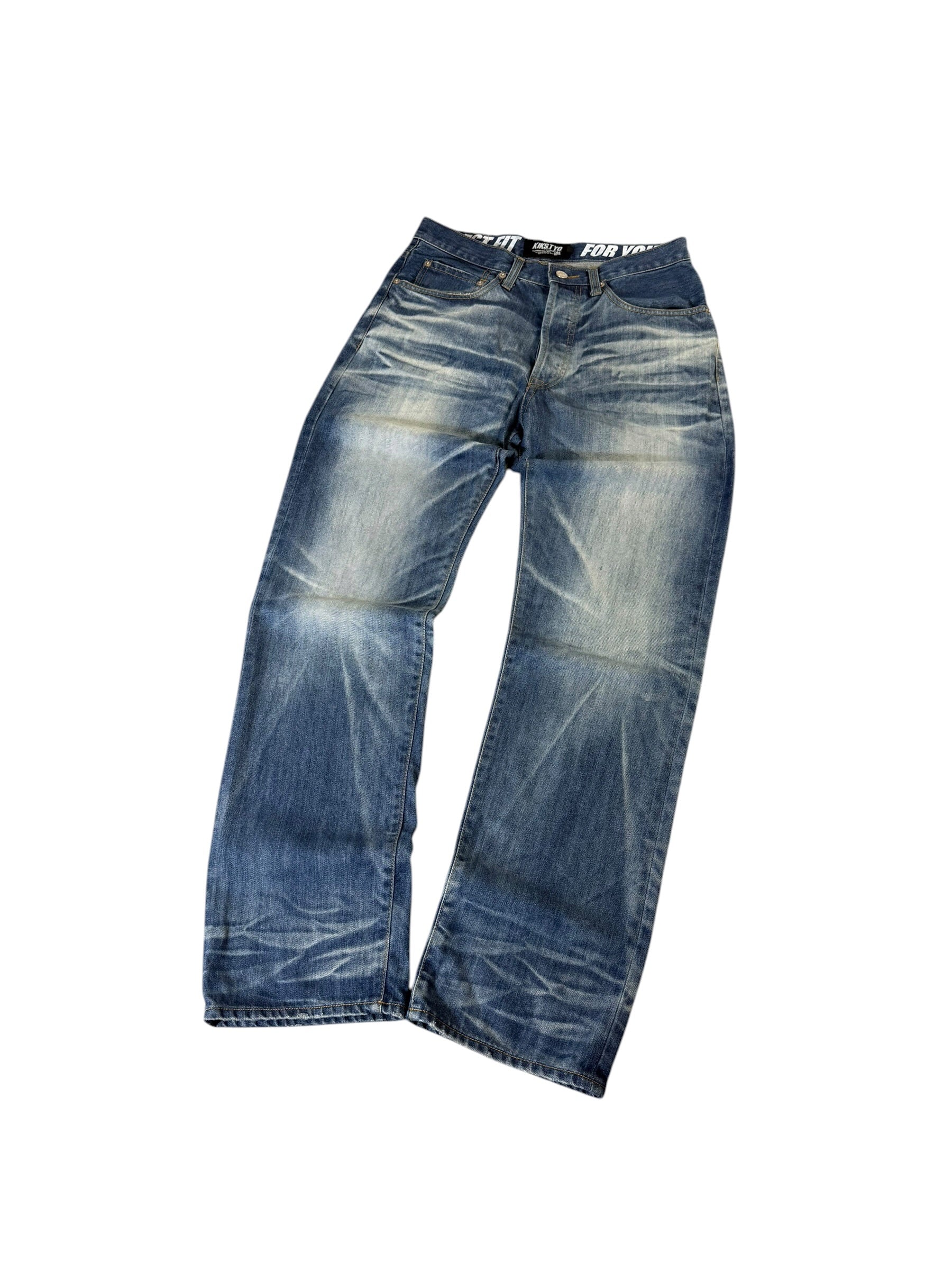 Big Printed Straight Washed Jeans W30/L32