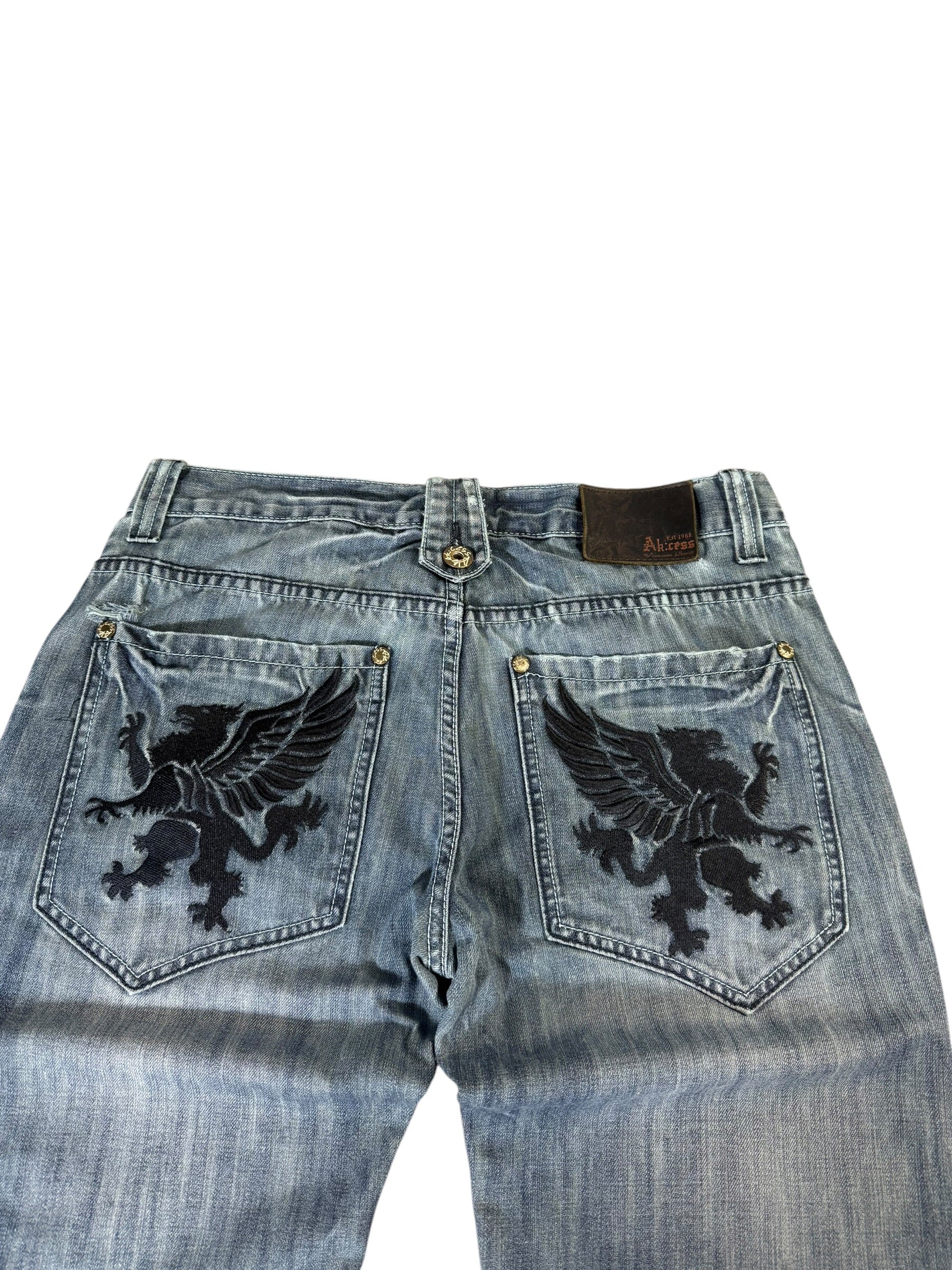 Vintage Big Printed Straight Stacked Jeans W32/L32