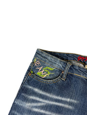 Washed Back Printed Flared Jeans W31/L34