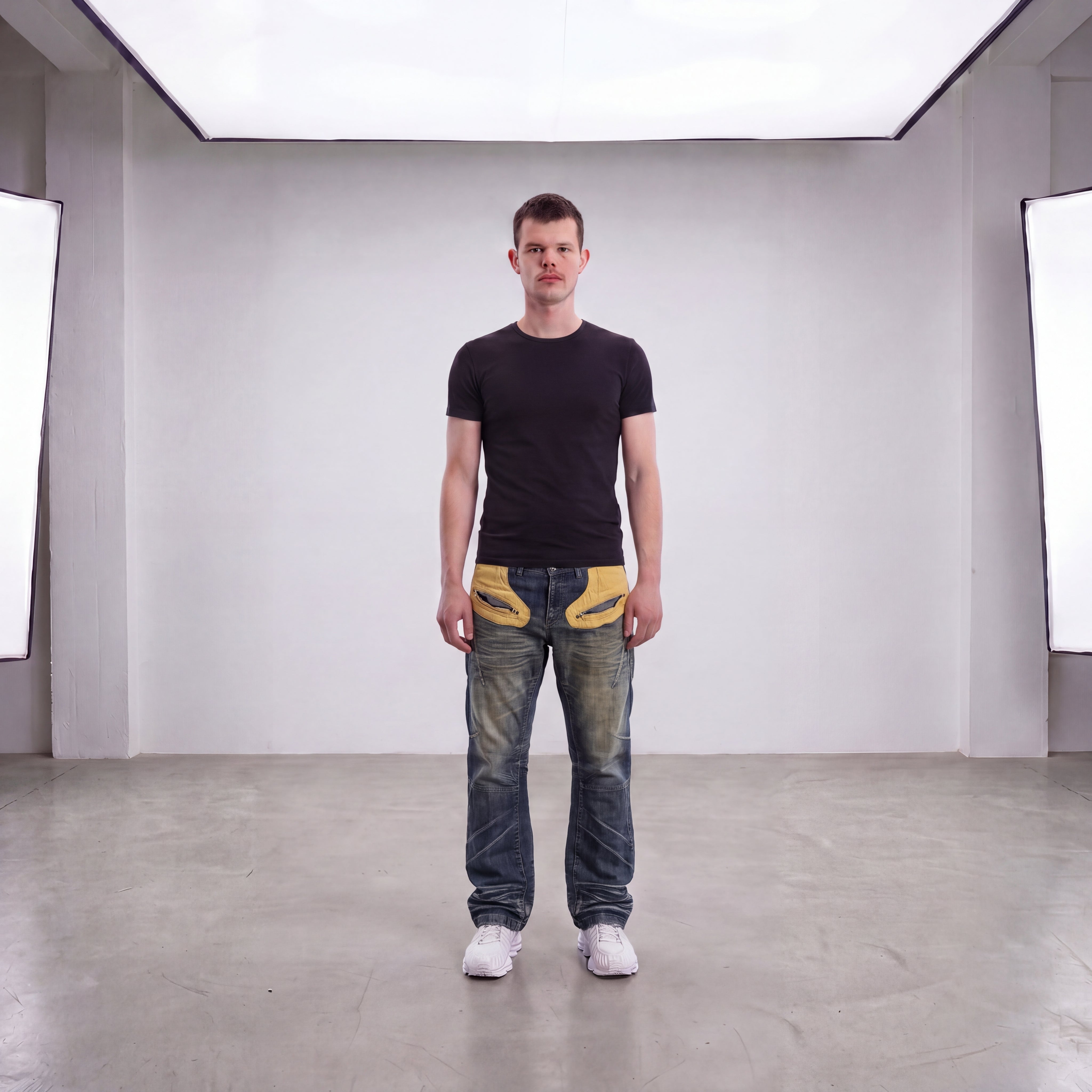 Washed Straight Detailt Jeans W34/L32