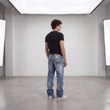 Printed Washed Straight Stacked Jeans W28/L32