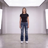 Washed Ripped Y2k Flared Jeans W28/L32